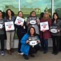 PSAC/UVAE Local 20035 (Veterns Affairs, Penticton) are standing tall and are proud of the message on the signs.